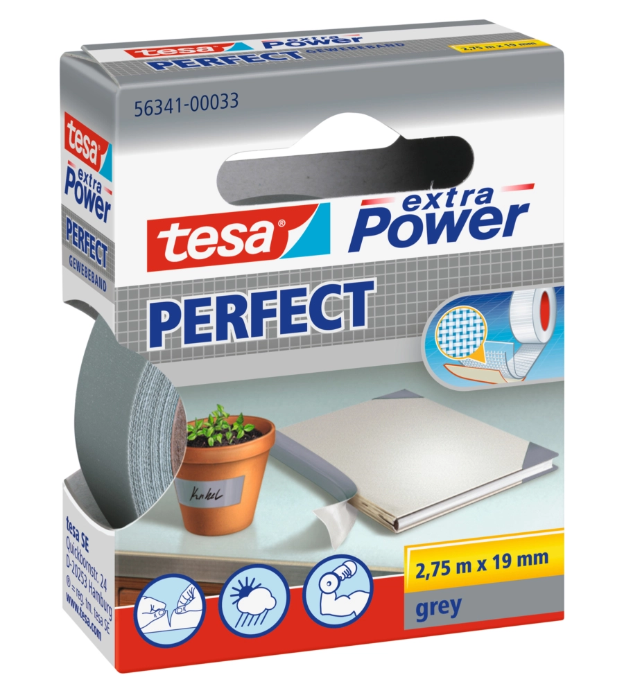 NASTRO ADESIVO "EXTRA POWER" COLORE GRIGIO, 2,75 MT X 19 MM - TESA